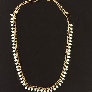 Beaded Gold and Light Blue Beaded Necklace